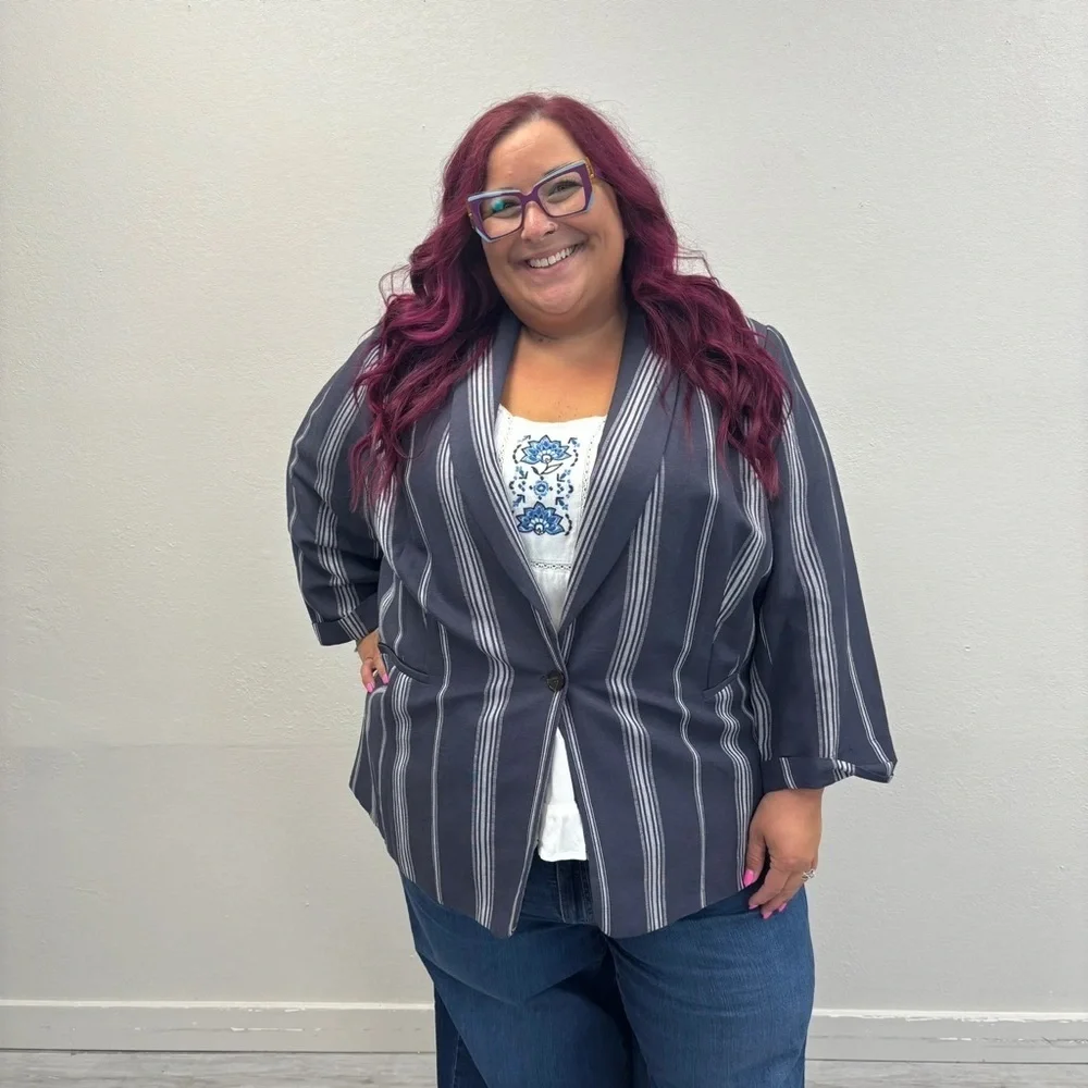 Lane Bryant Blue Linen Blend Blazer - New - Size 26